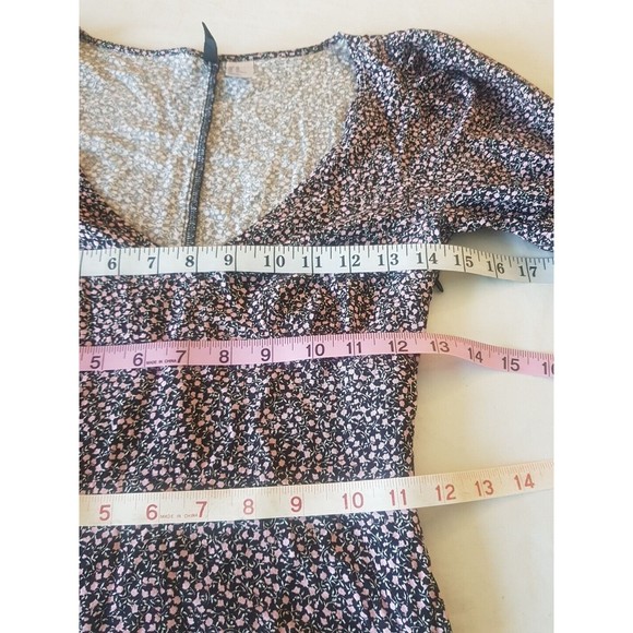 Divided By H&M Womens Dress Size XS Floral Mini Short Zipper 90's Y2k V Neckline - Picture 11 of 12